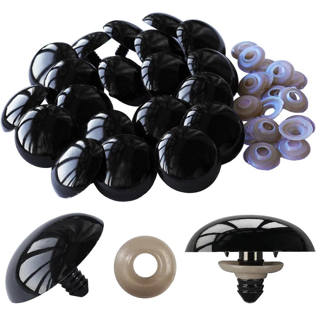 Hukiwow 40 Peças Olhos de Segurança de 40mm e Arruelas, Olhos de Segurança Grandes de Plástico Preto para Artesanato, pa