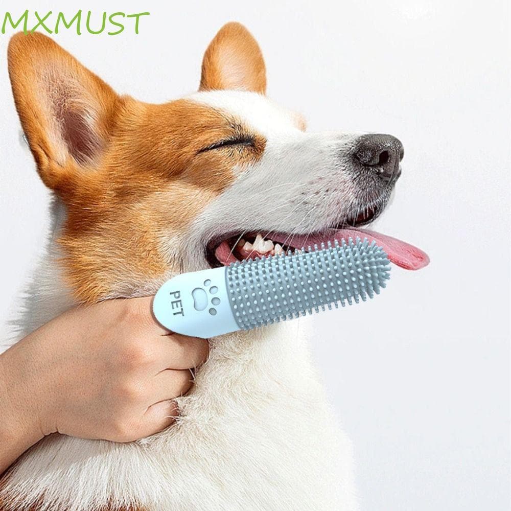MXMUST Pontas Dos Dedos Para Limpeza De Dentes De Animais De Estimação , Escovas Super Macias Não Tóxicas 360 ° Boca De