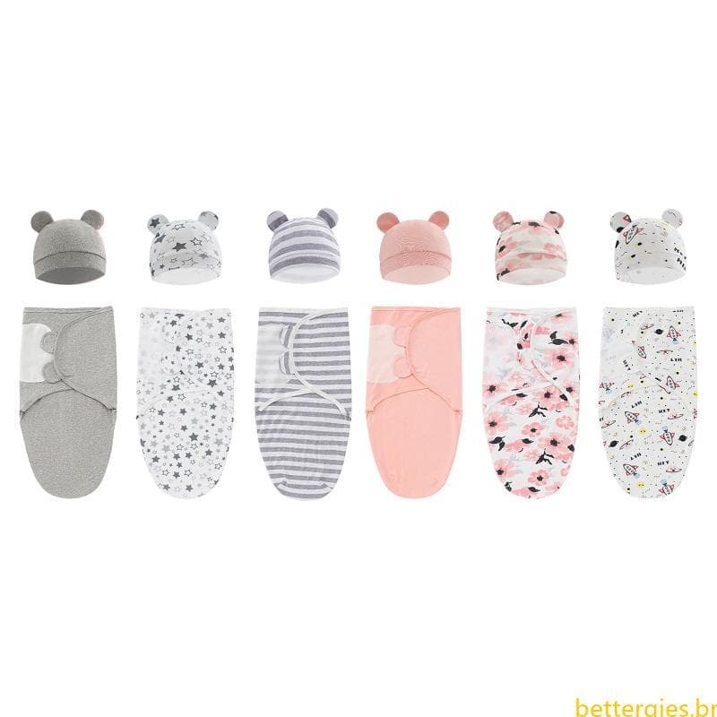 Bet Bebê Swaddles Recém-Nascido Swaddle Cobertor Infantil Saco Dormir Envoltório Chapéu Conjunto Bebês Nascidos Fotog