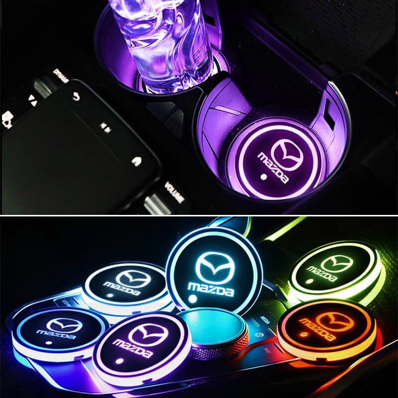 Tapete Antiderrapante para Carro com LED Luminoso para Copo de Água para Mazda 2 3 6 DJ BM BP GJ CX3 CX-5 CX5 CX 5 CX9 M