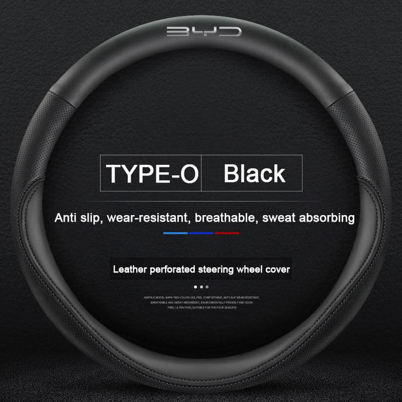 Capa para Volante de Carro em Couro Microfibra, Protetor de Volante Antiderrapante 38Cm/15inch para BYD ATTO 3 EA1 EV YU