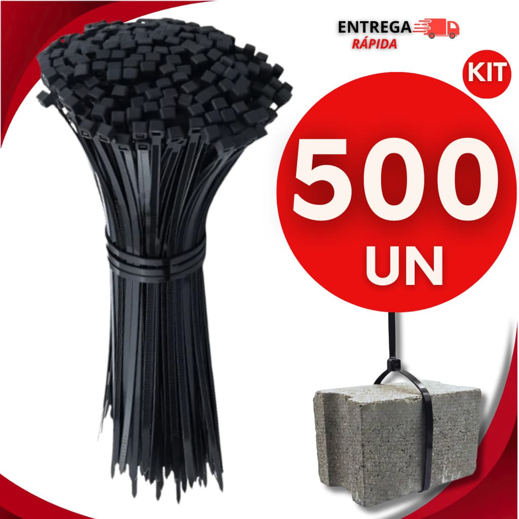 500 Abraçadeira Nylon Enforca Gato Preto 3,6X300mm Cintas Plásticas Fita Hellermann Resistente  Premium Multiuso