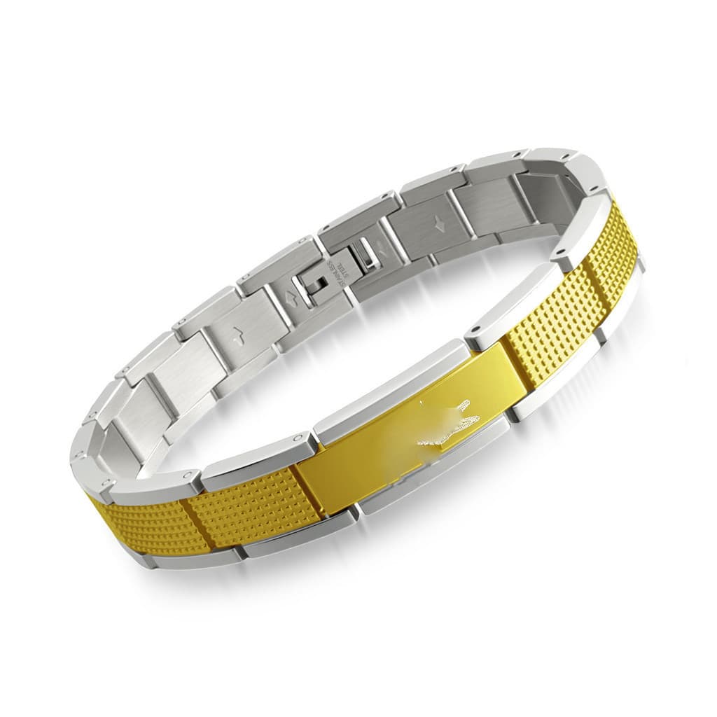Pulseira De Barra Curva De Moda Masculina Estilo , Ligação Ajustável De Aço Inoxidável , Joias De Alta Qualidade
