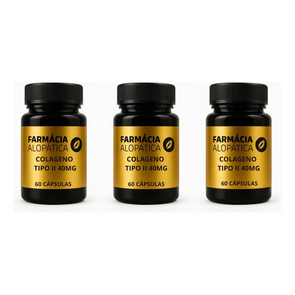 Kit 3 Colágeno Tipo 2 Suplemento 60 Cápsulas Vitaminas 40mg