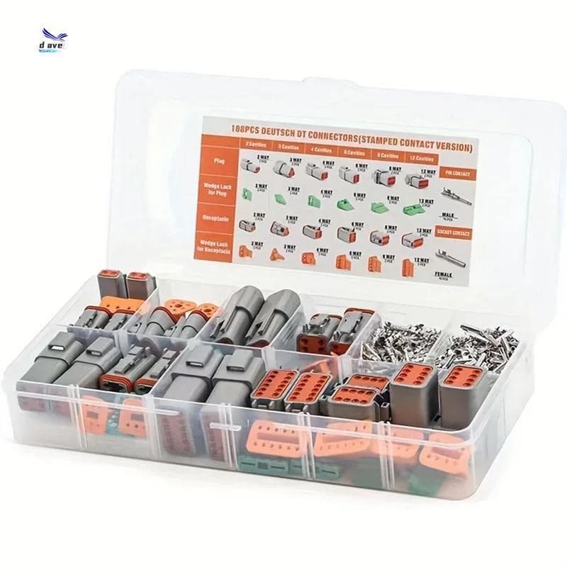 188pcs Deutsch DT Series Conectores Elétricos Automotivos À Prova D'água , Tamanho 16 Sortimento De Contato Estampados