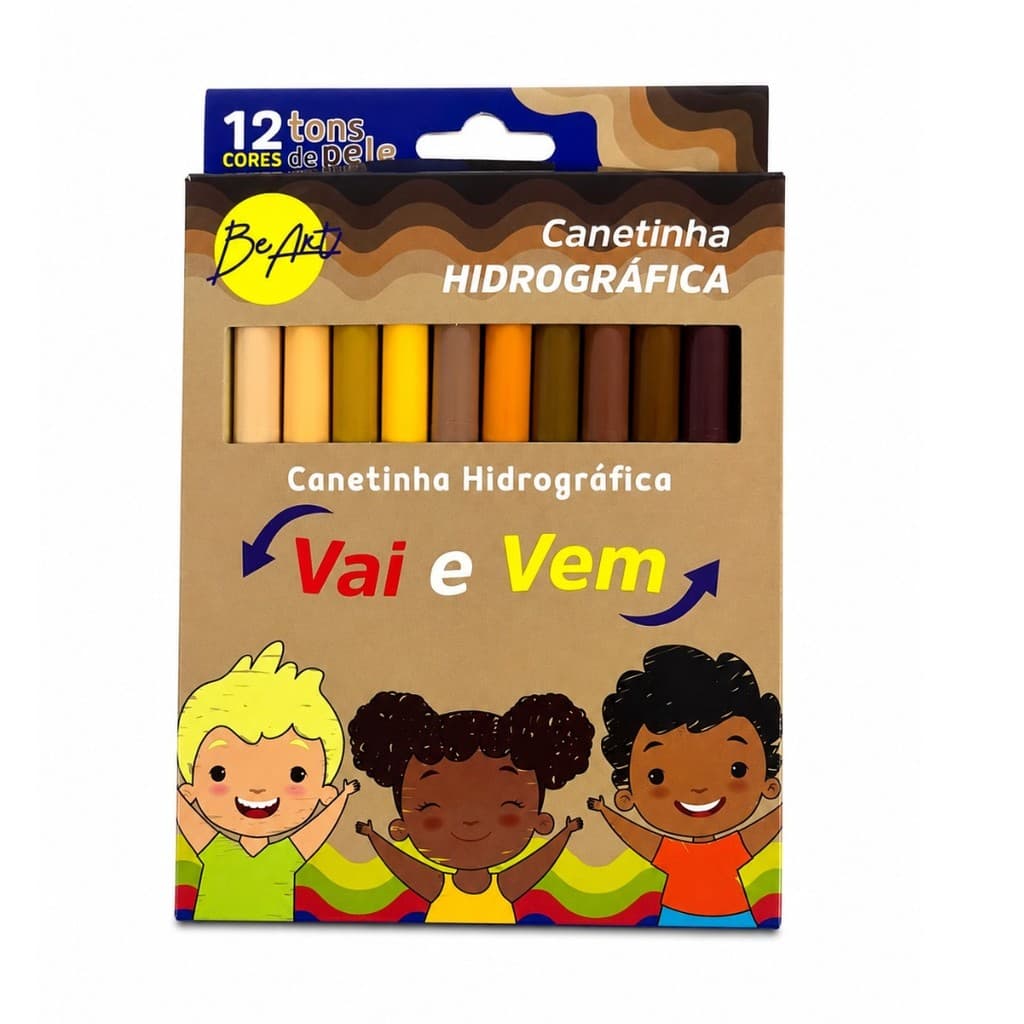 Canetinha Hidrográfica 12 Tons de Pela Ponta Vai e Vem Multicolor BeArt