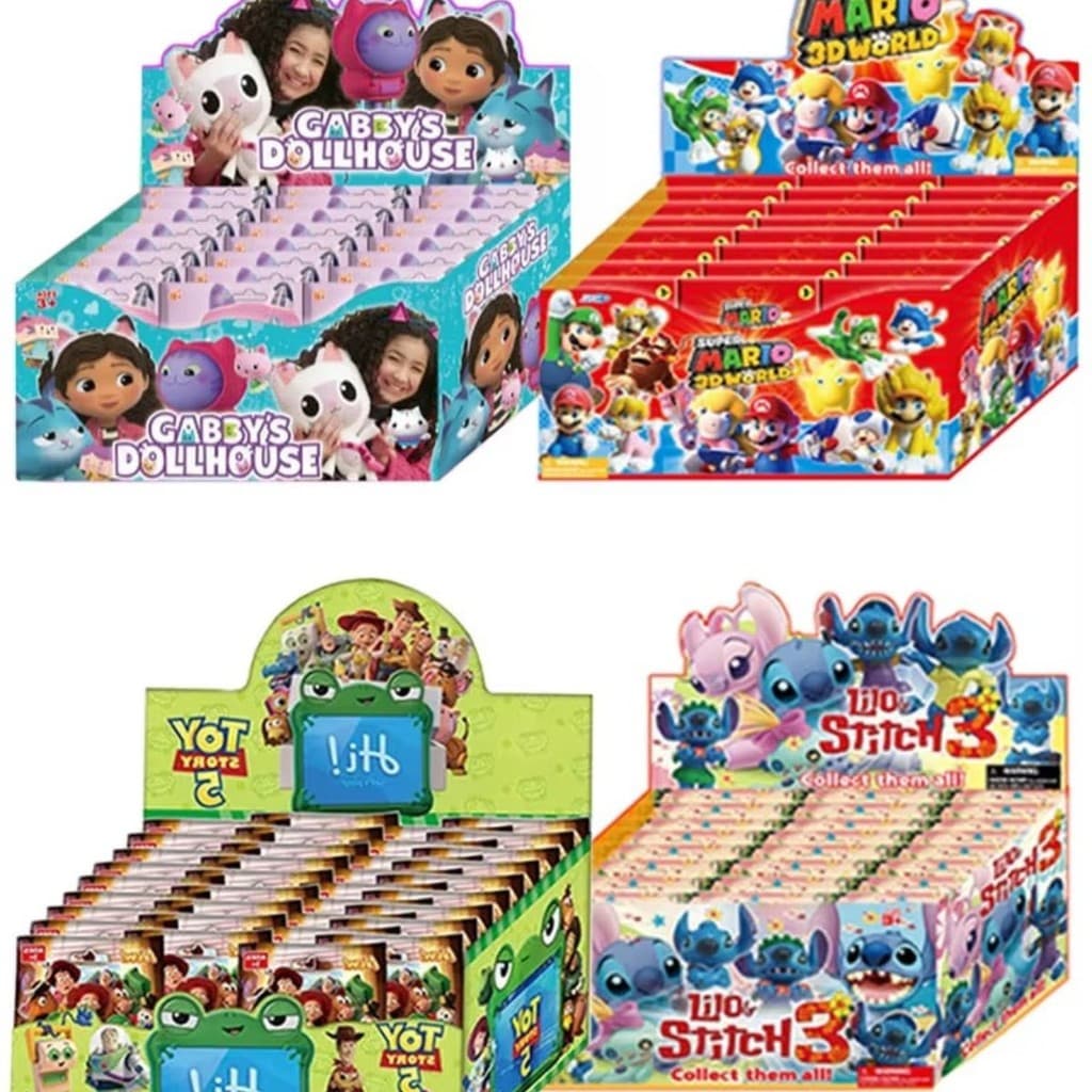 Box Surpresa 24 Bonecos Super Mario 3D World ou Toy Story 5