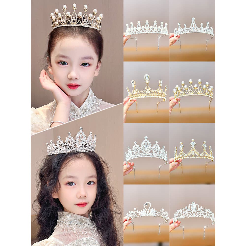 Meninas coroa cocar crianças coroa coreana aniversário mostrar princesa bebê strass pente hairpin acessórios para o cabe