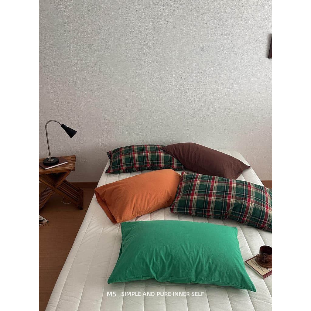 Escocês Retro xadrez único produto com algodão puro fronha travesseiro núcleo capa interna única 48x74cm fronha