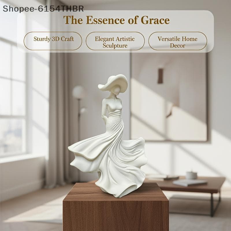 [RG] Dançante Senhora Saia Fluindo Estátua De Arte Ornamento De Resina Minimalista Para Sala De Estar Decoração De Estan
