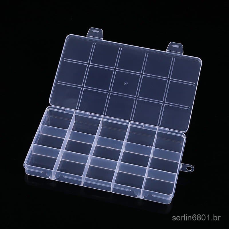 Caixa transparente com 15 compartimentos para miçangas, cortadores de unhas, acessórios, equipamentos de pesca de plásti