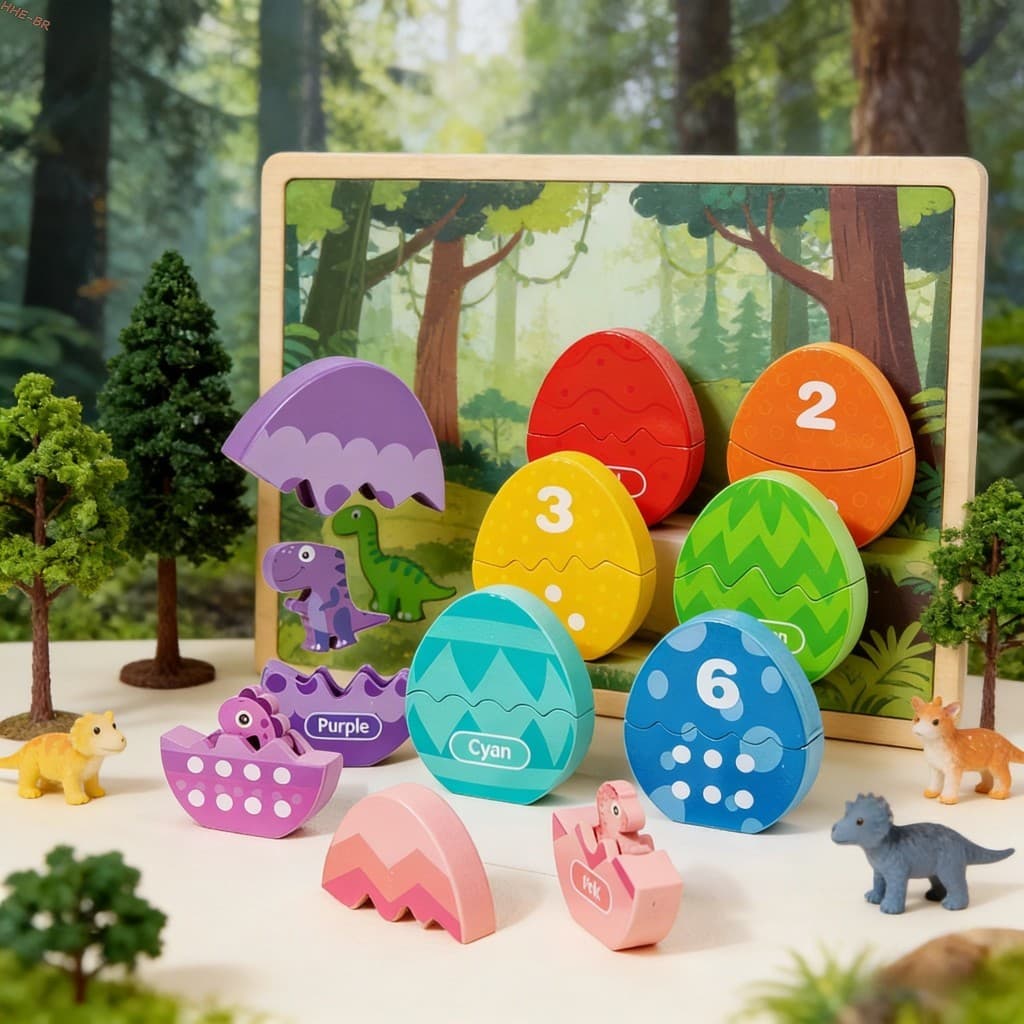 Quebra-Cabeça Para Incubação De Ovos De Dinossauro-Brinquedo Educacional Montessori 3D Crianças Com Correspondência De C