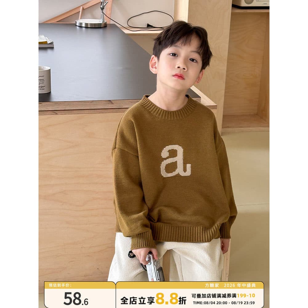 Roupas infantis roupas de inverno camisola meninos malhas 2025 outono inverno novo estilo camisa de fundo menino roupas