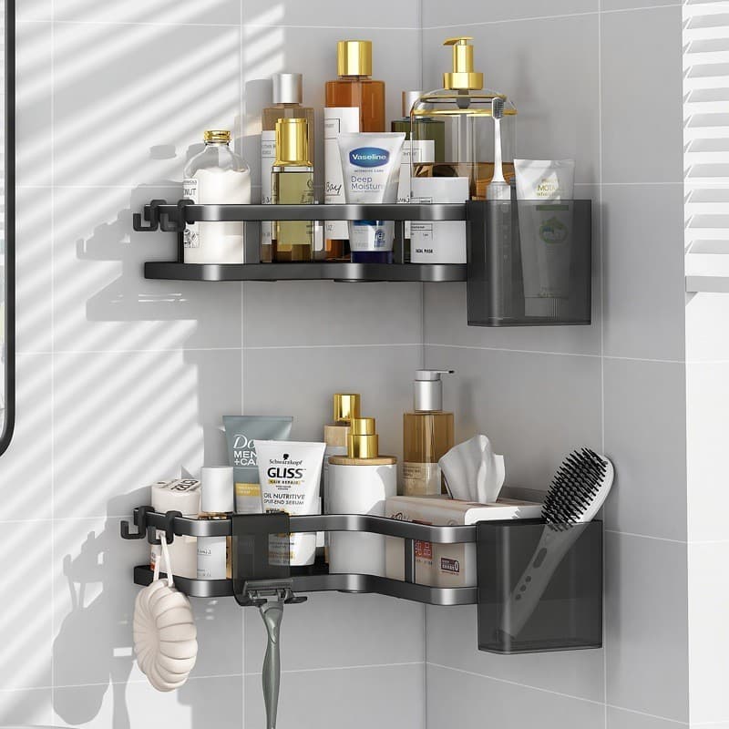 Suporte de Shampoo Banheiro Sem Furo Alumínio Premium Prateleira Adesiva Impermeável