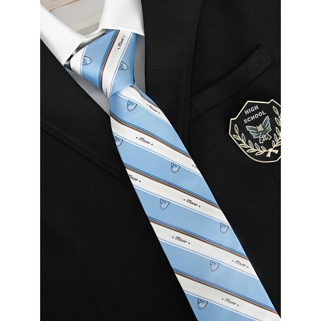 [Pantervira] Flower City jk/dk Gravata Masculina Estilo Preppy Uniforme Camisa Estudante Azul Estilo Japonês Gravata bor
