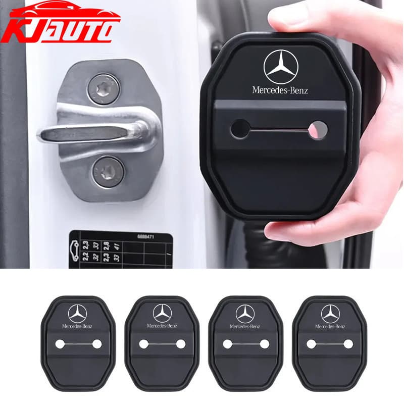 Protetor de Fechadura de Porta de Carro Original 1:1, 4 peças, Mercedes Benz, Amortecedor de Silicone Adesivo Automático