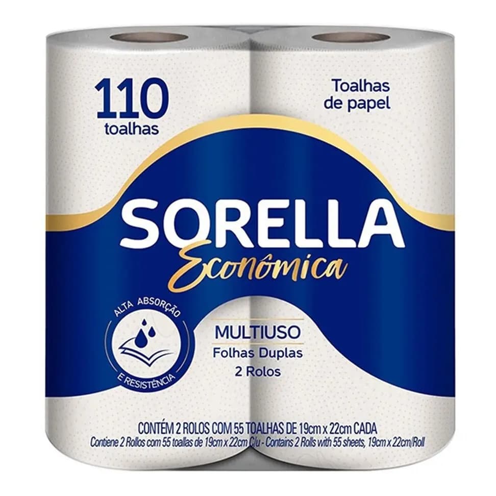 Papel Toalha Sorella 110 Folhas Duplas Com 2 Rolos