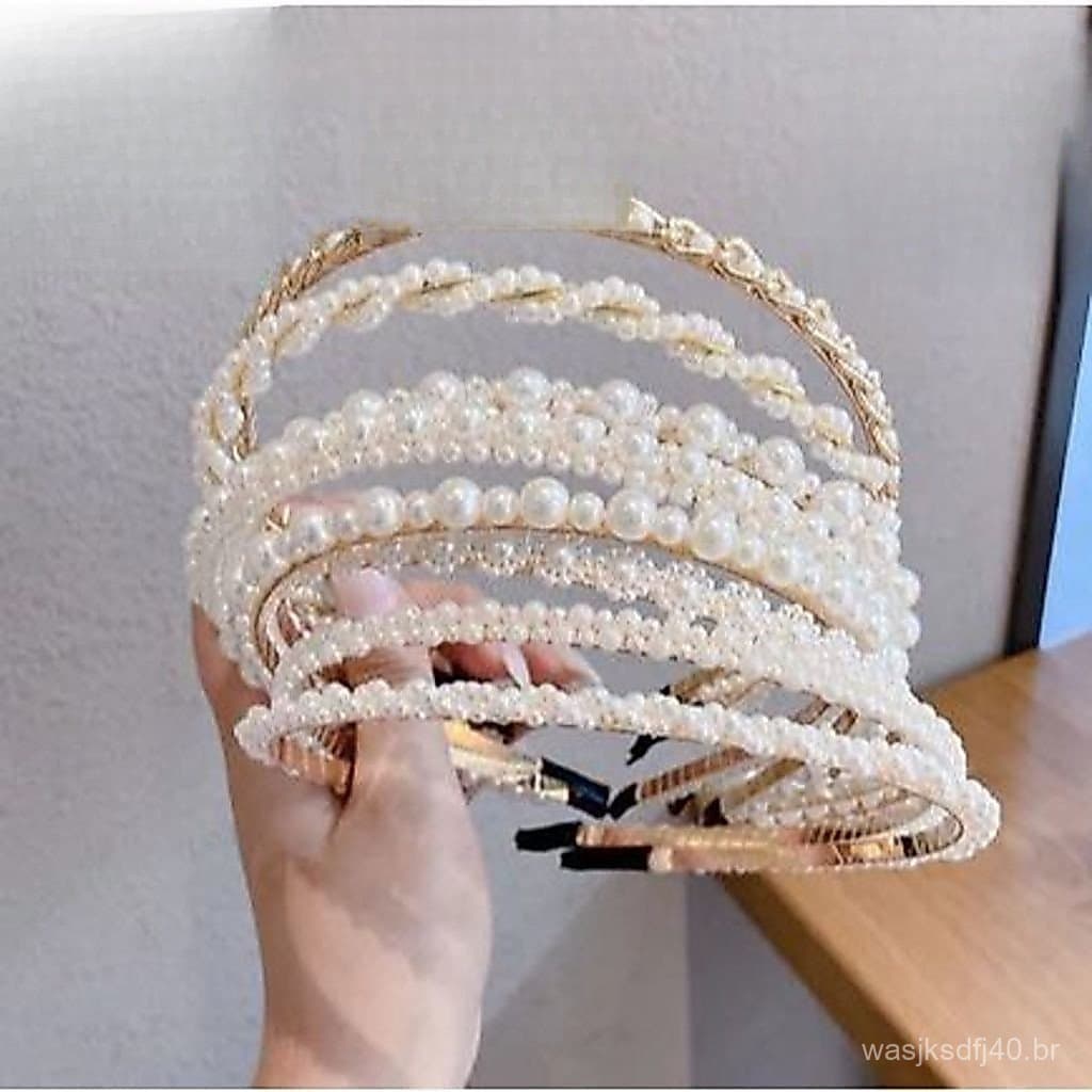 KIT 10PCS Tiaras Delicada Feminina Pérola Luxo Arco Cabelo（10 modelos diferentes）