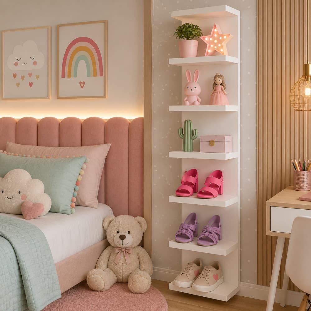 Sapateira Torre Vertical Multiuso 7 Prateleiras Organizador de Sapatos Quarto Closet