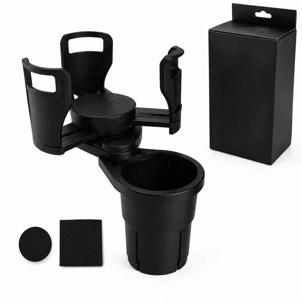 Porta Copos para Carro Expansível Ajustável, Organizador 2 em 1 para Console do Veículo, Suporte para Garrafas e Copos,
