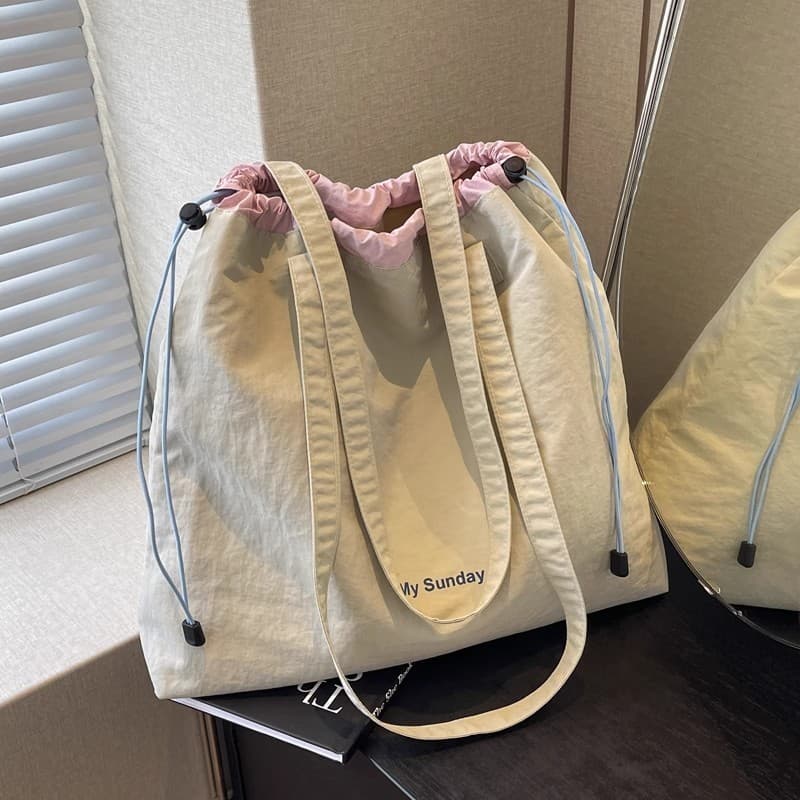 Cor correspondente renda cordão bolsa de ombro Casual grande capacidade sacola All-Match Commuter bolsa feminina
