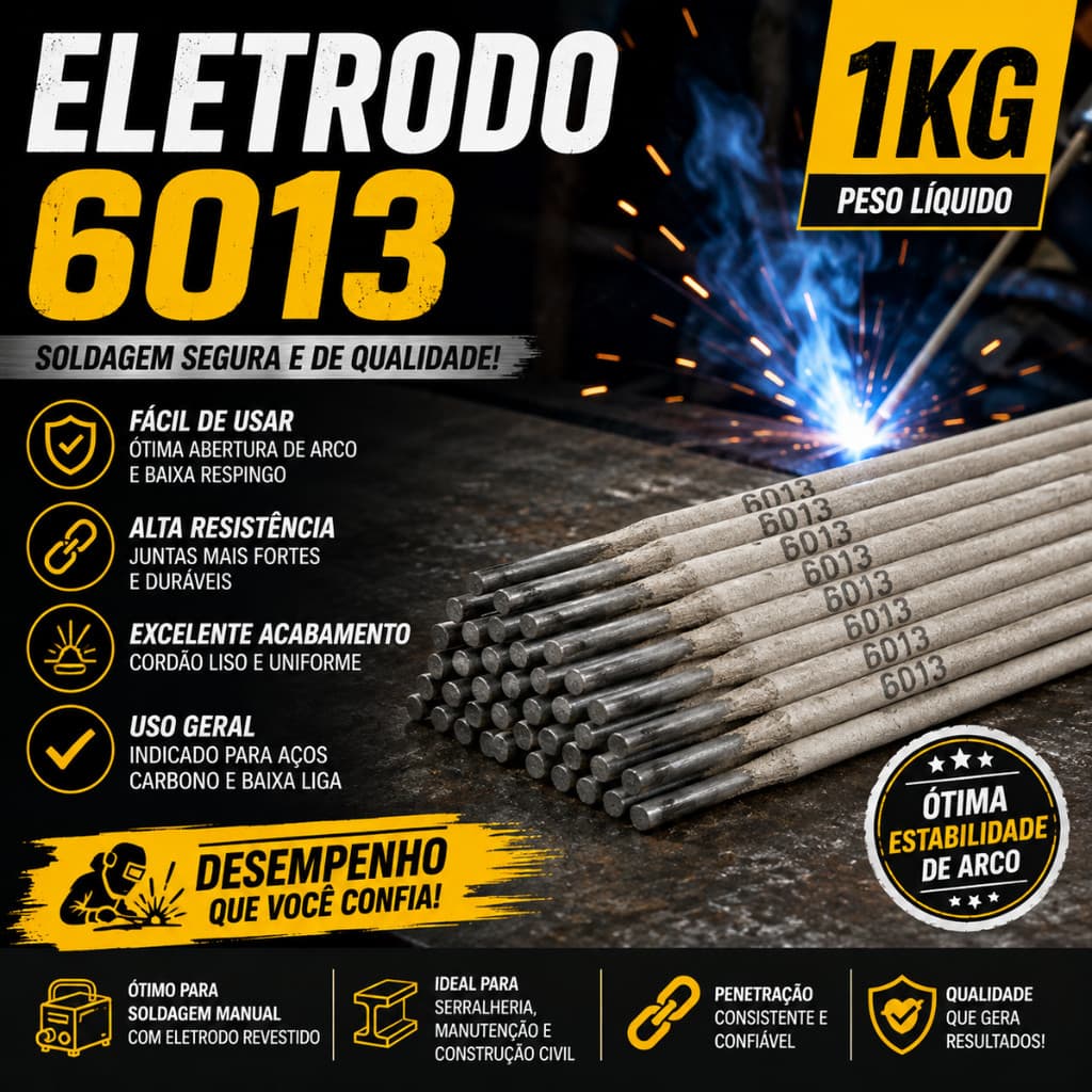 Eletrodo Serralheiro 1kg 6013 2,50mm Profissional Solda Elétrica