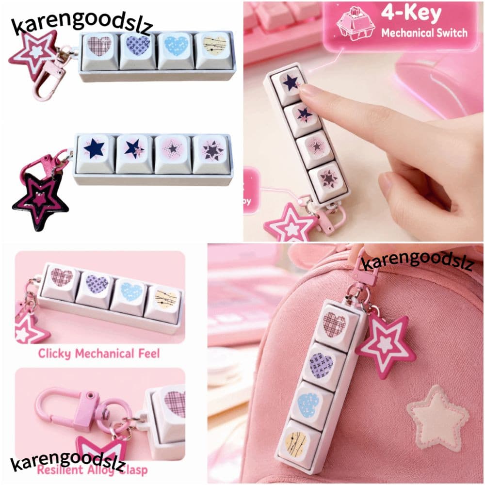 Chaveiro De Brinquedo Para Teclado KARENGOODS , De 4 Teclas Com Estrela De Coração Design De Tecla Penadant