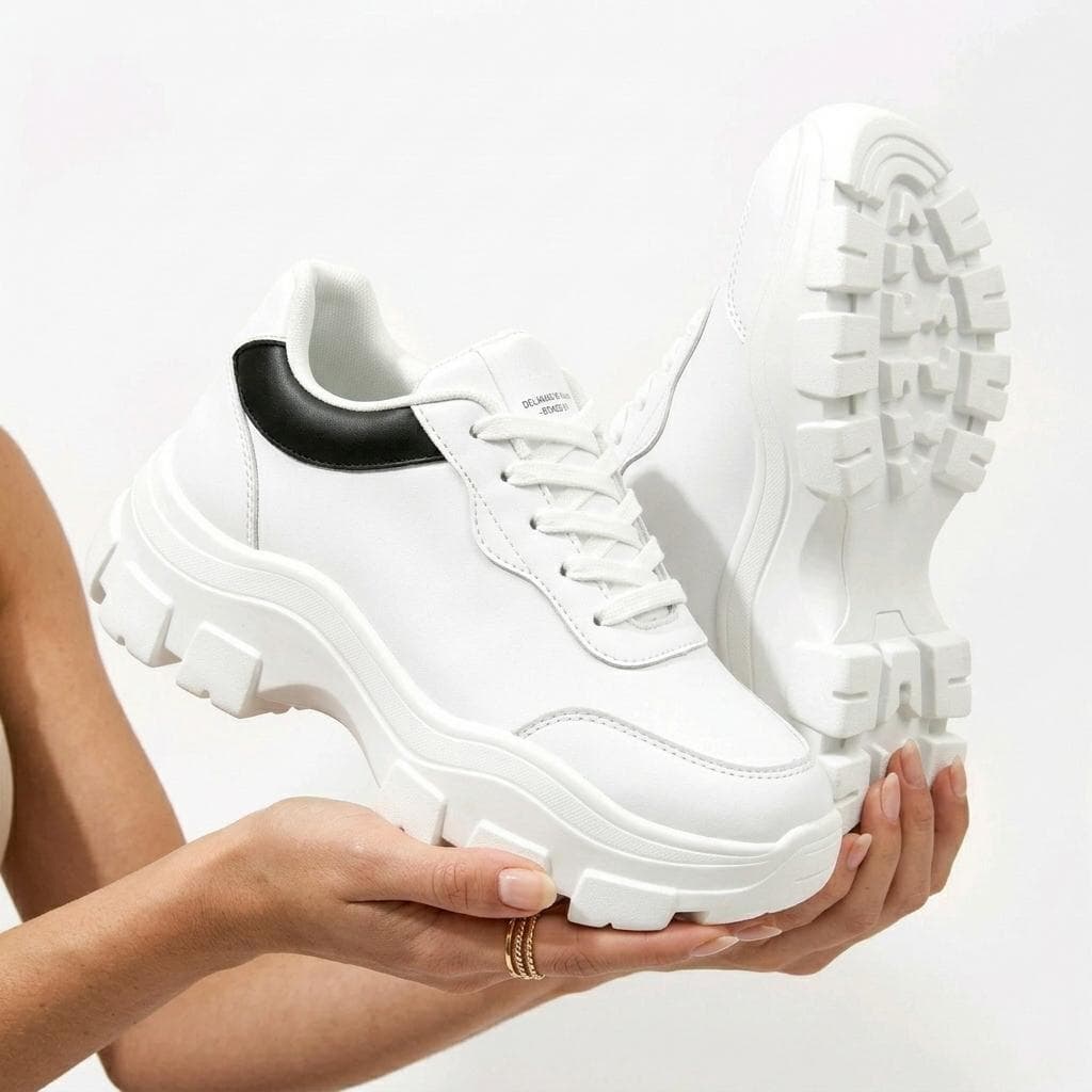Tênis Feminino Casual Chunky Mulher Plataforma Faculdade Sola Alta Moderno Confortável Macio