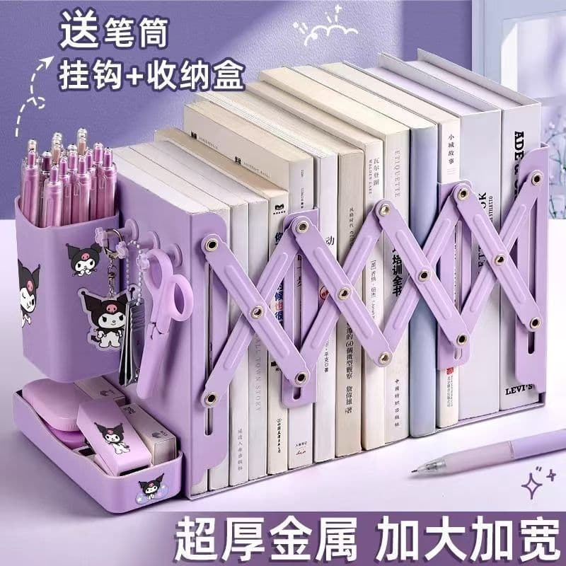 Roxo estante estante estante retrátil mesa retrátil estante Kuromi