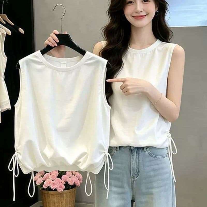 Design francês sem mangas camisa feminina novo estilo moda fofa
