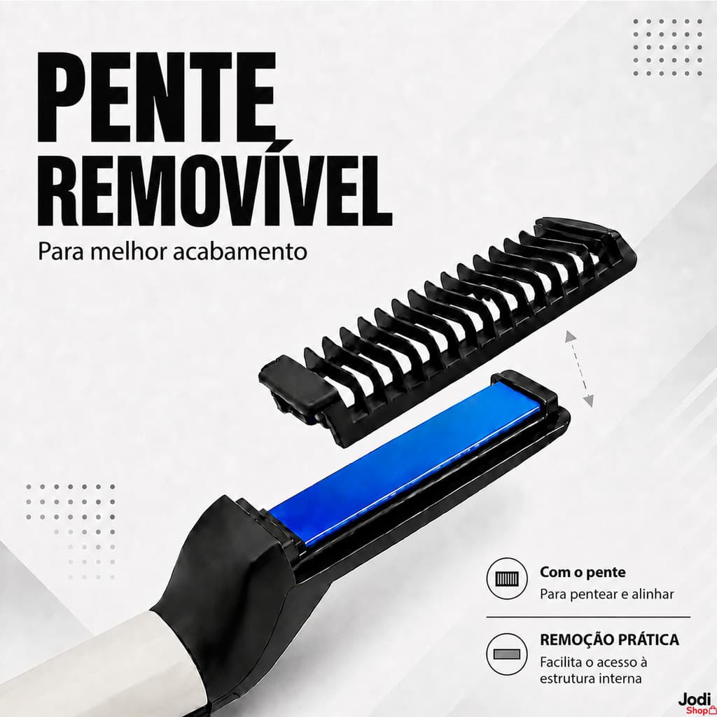 Pente Alisador Elétrico de Barba e Cabelo Masculino com Pente Removível e Cabo de 1 Metro