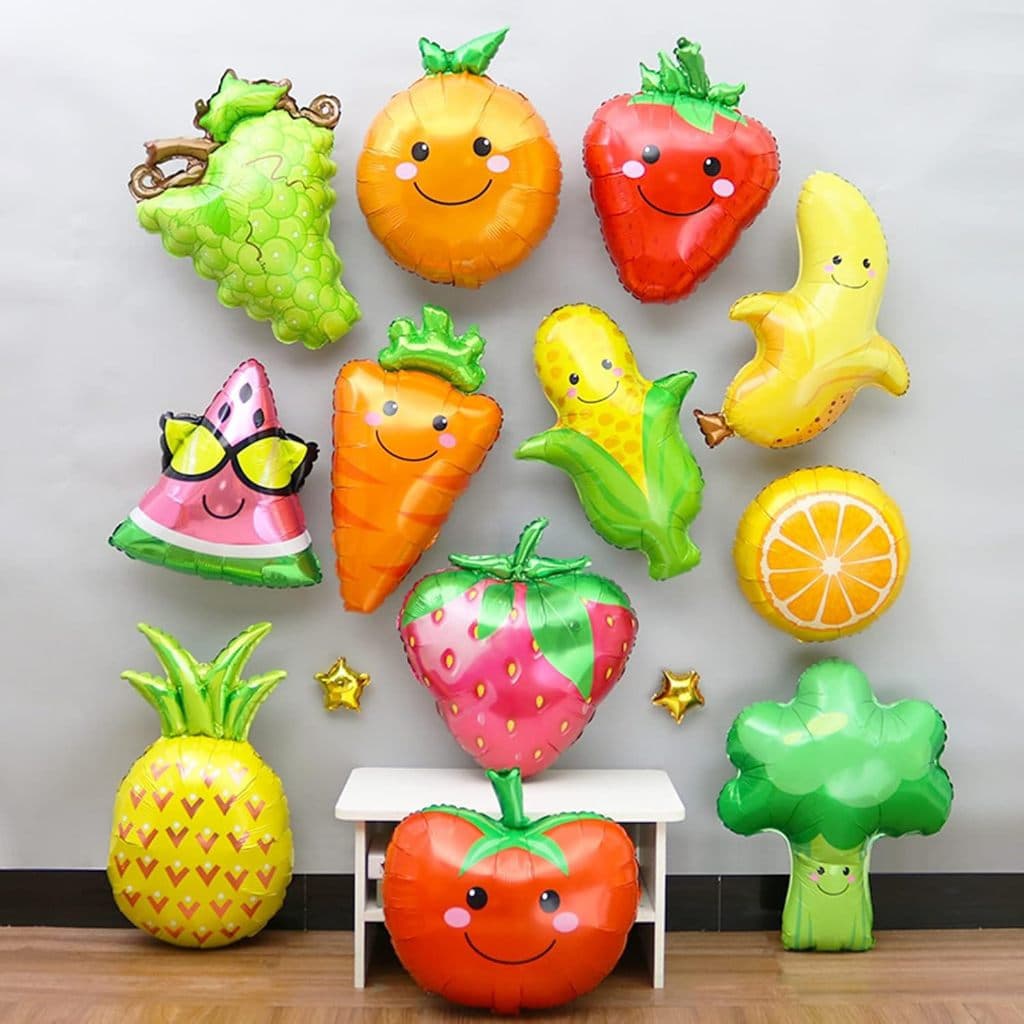 Conjunto De Balões De Folha De Vegetais E Frutas , 8 Peças-Design Realista Cores Vibrantes-Perfeito