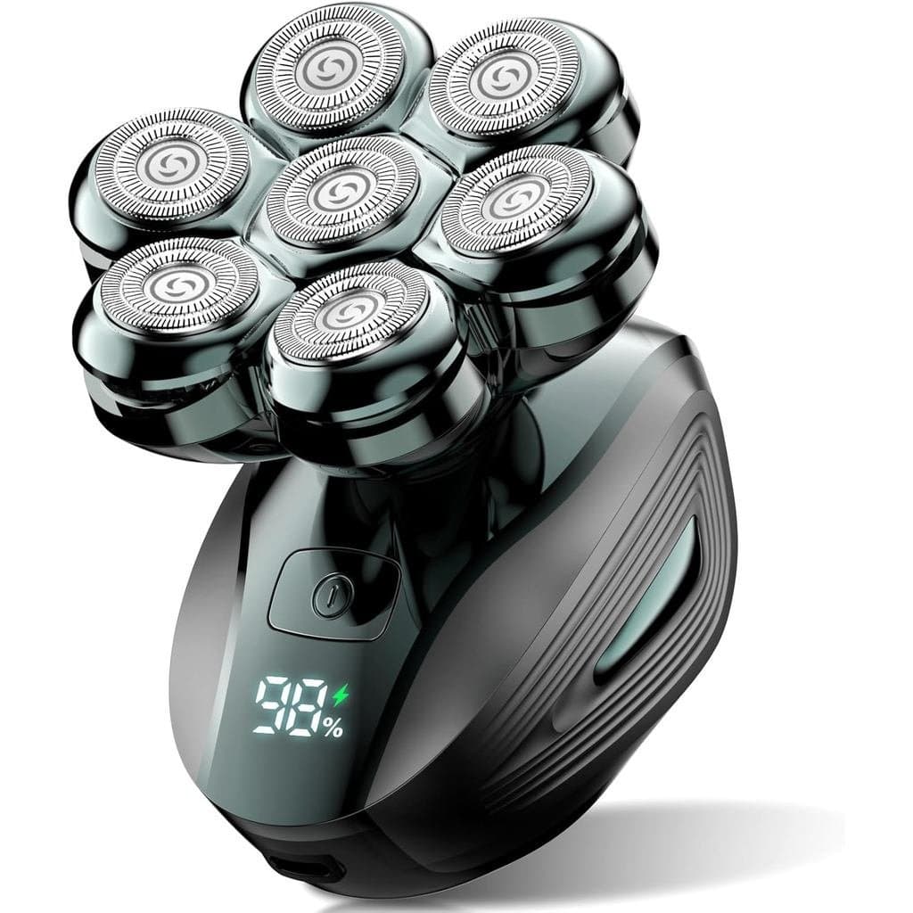 Máquinas de Barbear para Homens Carecas: Cabeça Flutuante 7D com 120 Minutos de Autonomia - Verde Grama |   Barbeador El