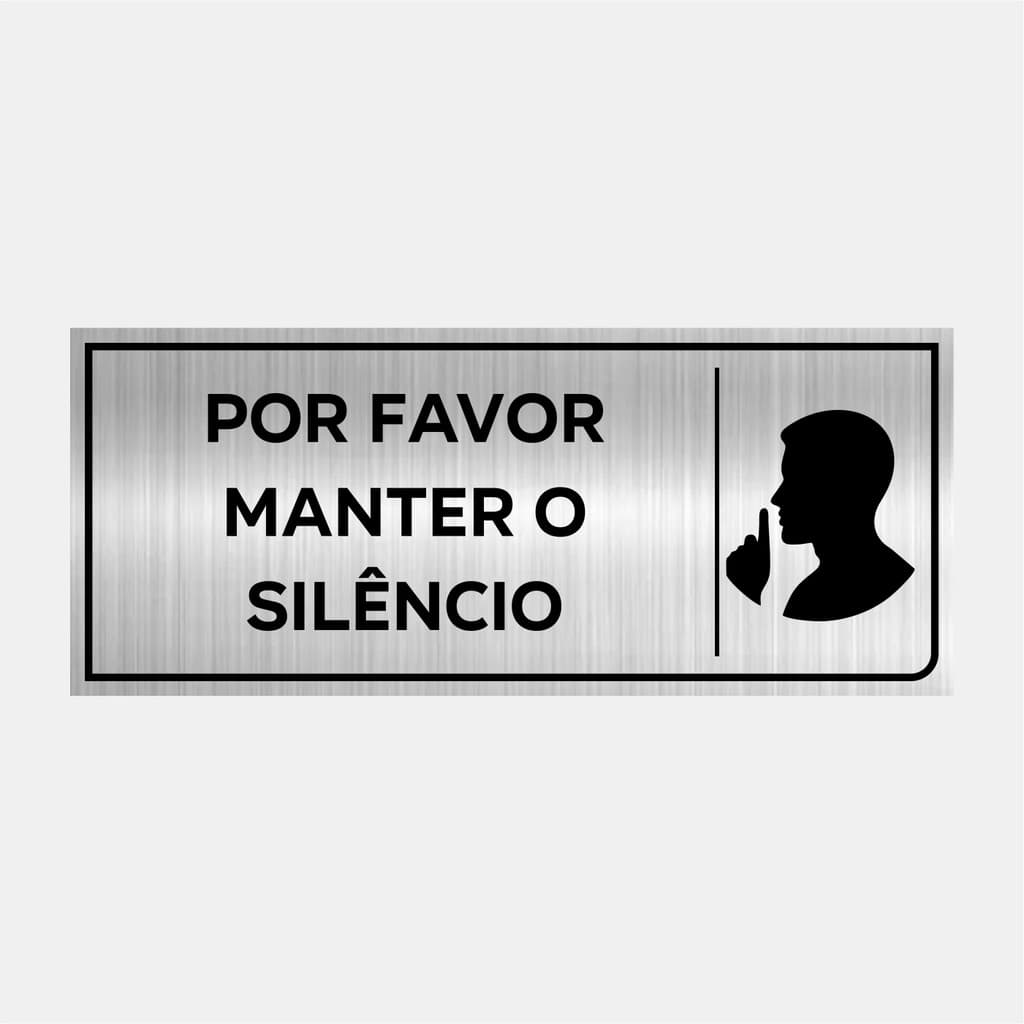 Placa Sinalização Por Favor Manter O Silêncio 24x10cm