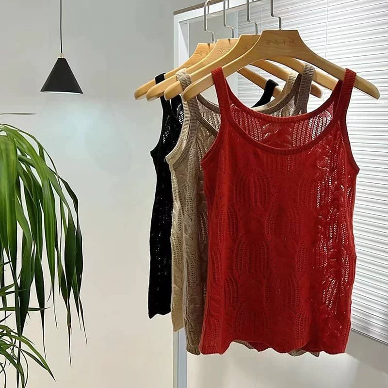 Fangcijia baixo em torno do pescoço outono inverno novo estilo alça de ombro fina puro Cashmere Bottoming colete em form
