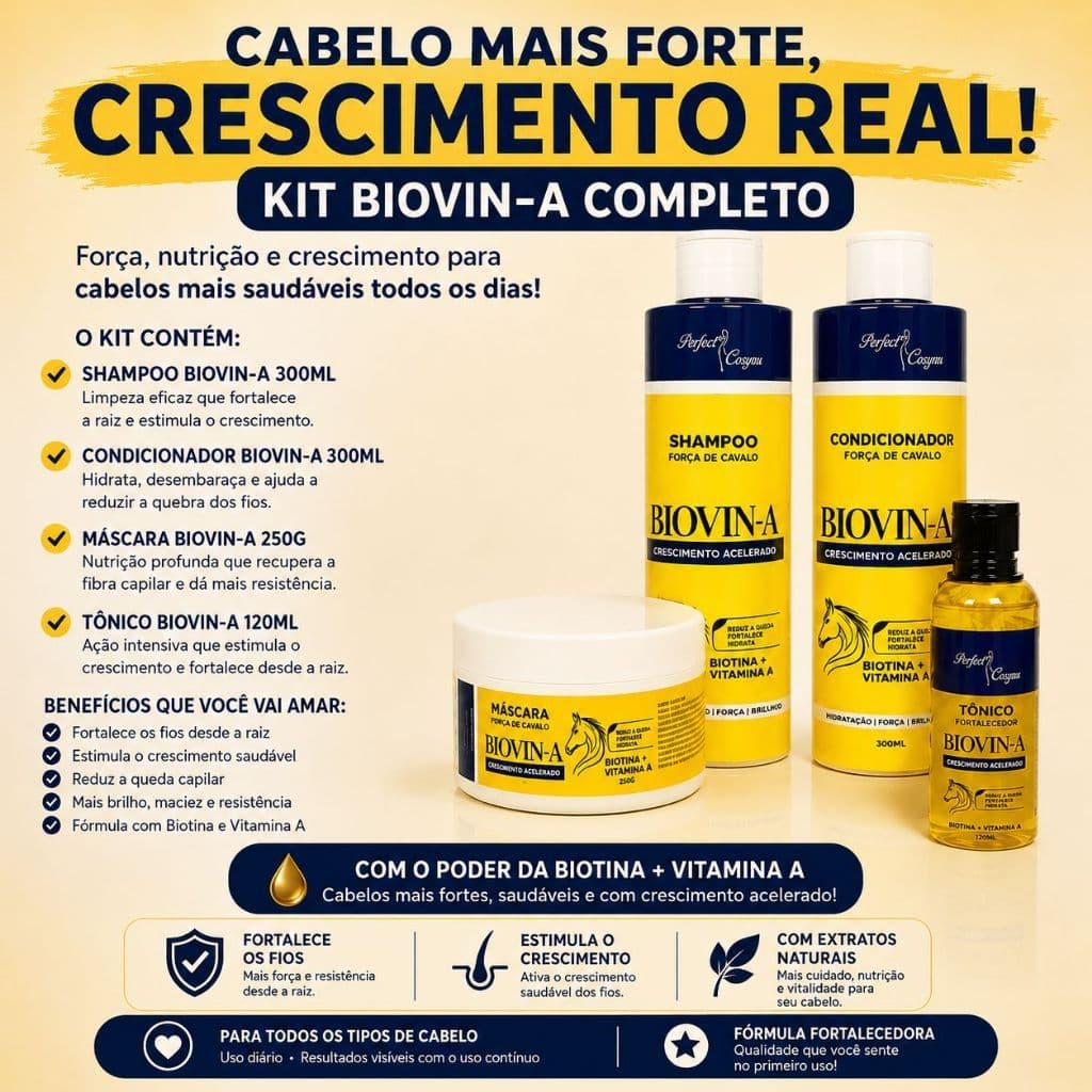 Kit Biovin-A Força de Cavalo – Crescimento Acelerado e Fortalecimento Capilar