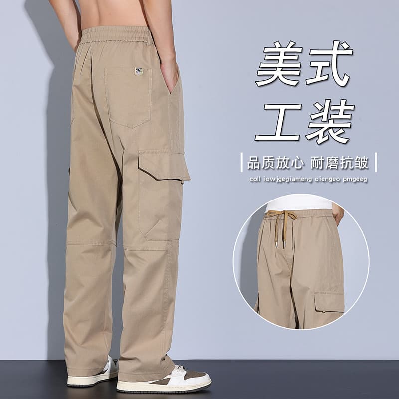 Macacão americano calças masculinas Retro Multi-bolso solto calças retas ao ar livre canteiro de obras resistente ao des