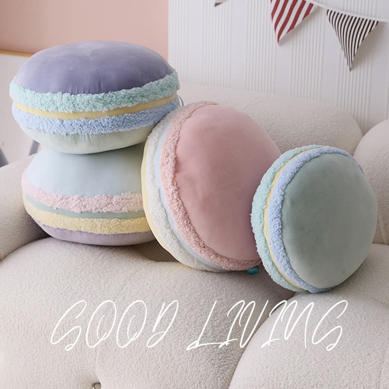 Travesseiro Macaron francês simulação cor redonda sanduíche biscoito estilo feminino decoração cabeceira casa sofá trave