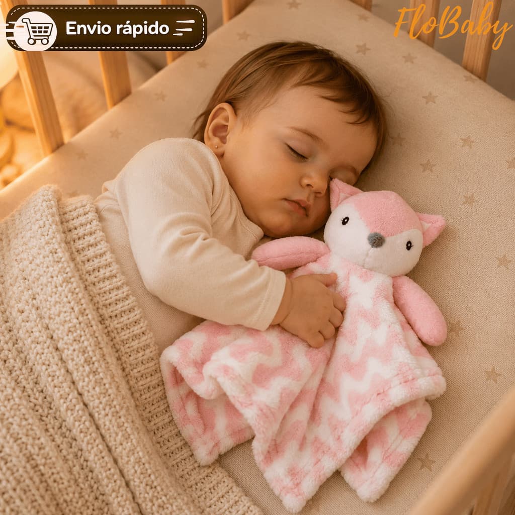 Naninha bebê Raposa com Prendedor de Chupeta – 30 x 30 cm - Pelucia Raposinha - Envio Imediato