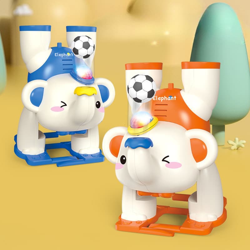 Quebra-Cabeça Infantil Elétrico Soprando Bola Elefante De Para Baixo Andando Pendurado Música Iluminação Menino Brinqued