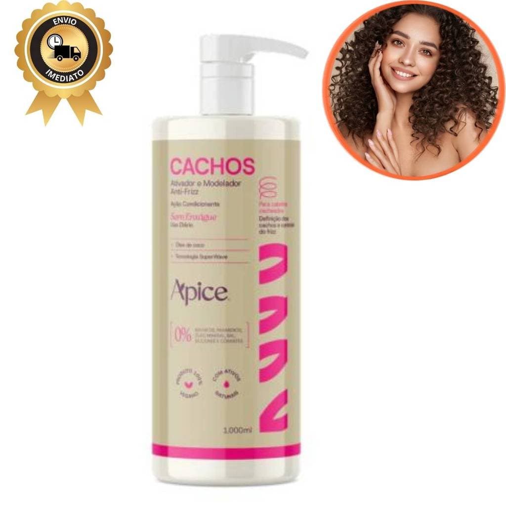 Ápice Ativador e Modelador Anti-Frizz Cachos | Hidratação, Definição e Controle de Frizz para Cabelos Cacheados, Crespos