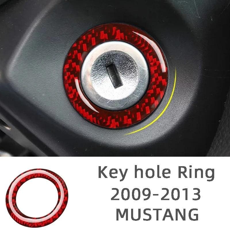 Anel De Guarnição Com Buraco De Chave , Adesivos De Decoração De Fibra De Carbono Carro Para Ford Mustang 2009-2013 , Ac