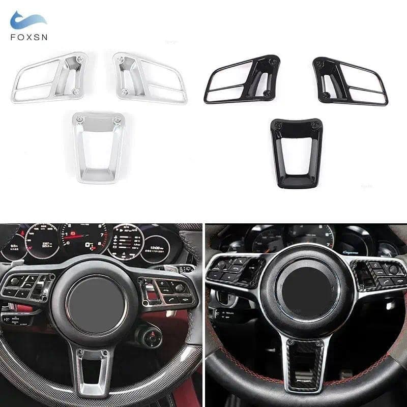 Interior Do Carro Volante Capa Guarnição Para Porsche Panamera Macan 2014-2020 Cayenne 2015-2020 718 911 918 Fibra De Ca