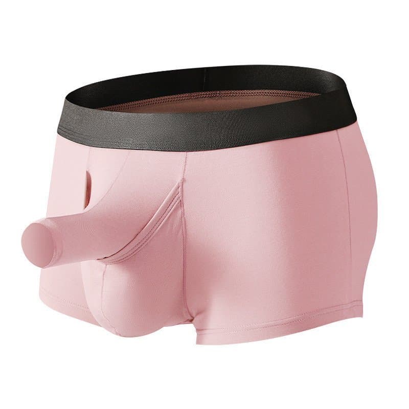 Cuecas boxer masculinas de fibra de bambu, roupa íntima esportiva com bolsa protetora.