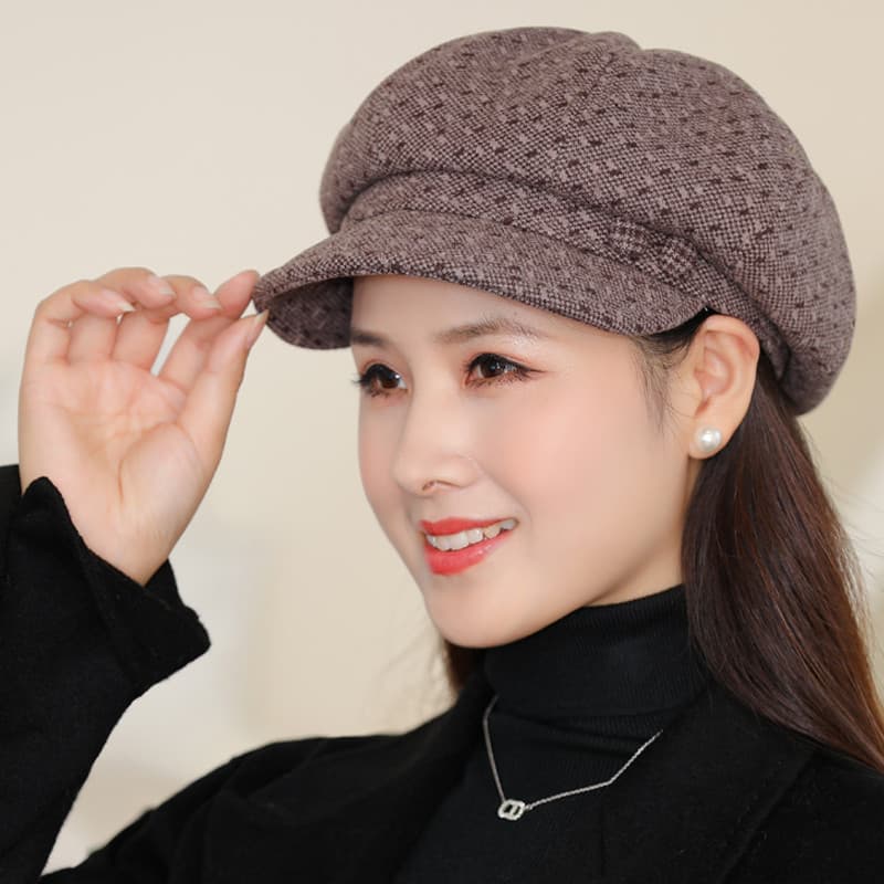Chapéu de idosos de meia-idade feminino outono inverno versão coreana All-match boina de aba curta Casual chapéu de lã m
