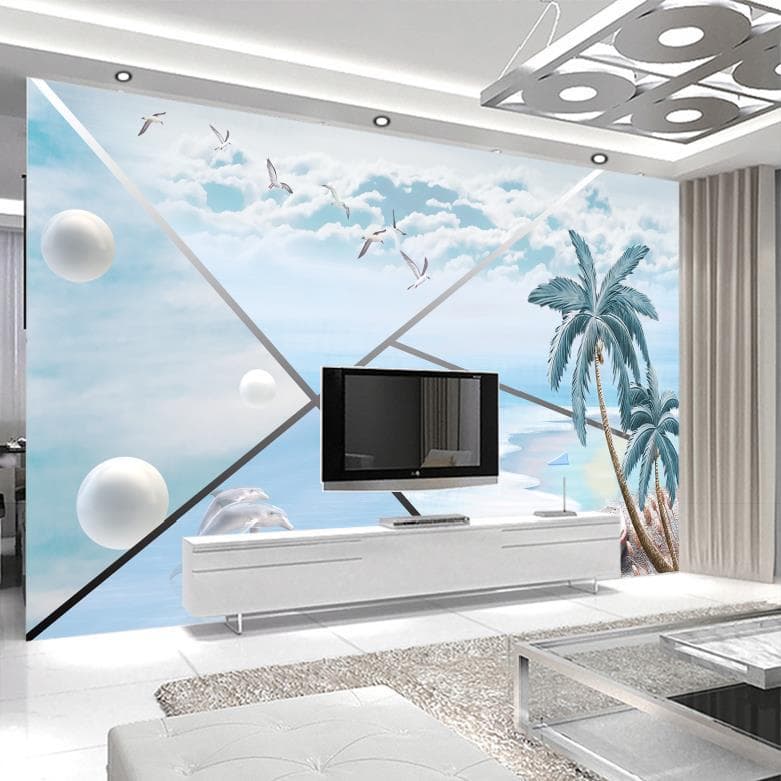 Sala de estar quarto tv fundo papel de parede 8D geometria tridimensional moderno simples filme tv pano atmosférico em r