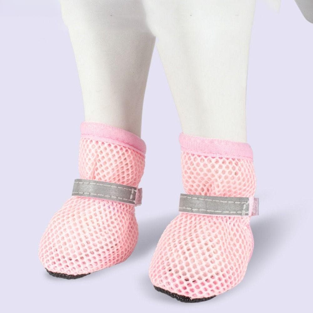 KESSMODA 4pcs/set Dog Mesh Shoes , Sapatos Refletivos De Rede Resistente Ao Desgaste Para Cães Casuais Cachorros Gatos