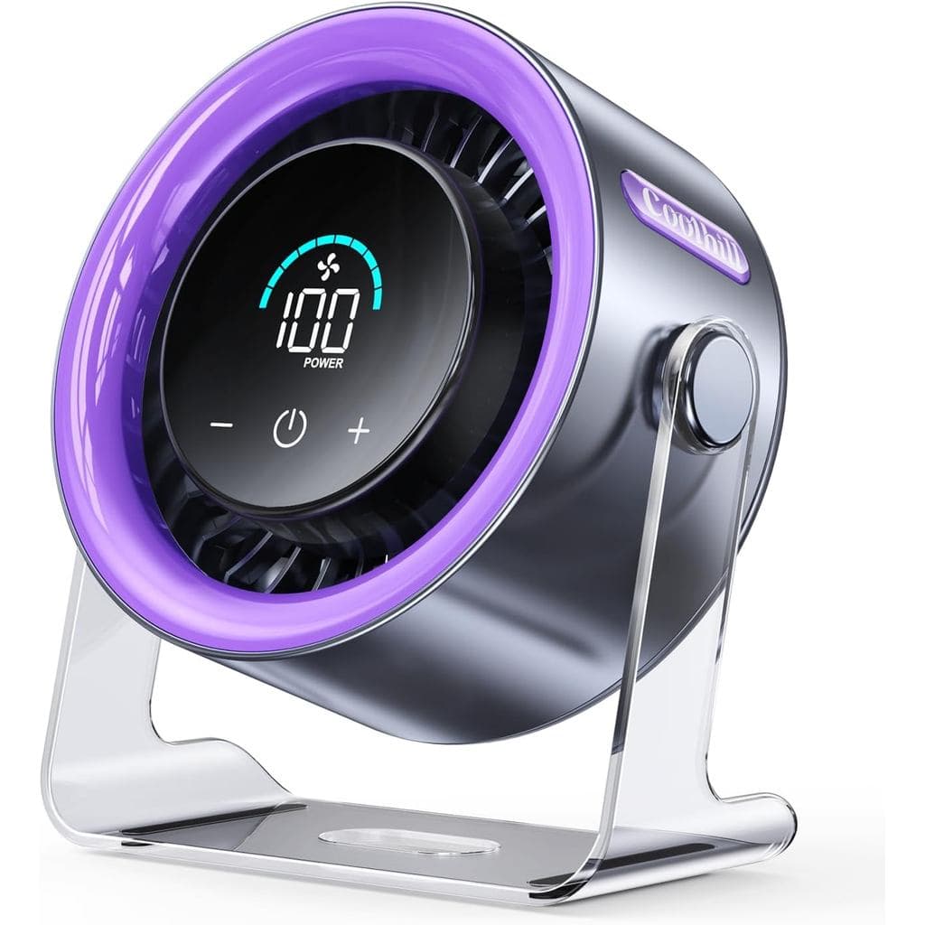 Ventilador de Mesa USB para Quarto: Ventilador de Mesa Silencioso com Display Digital e 100 Velocidades, Fluxo de Ar Tur