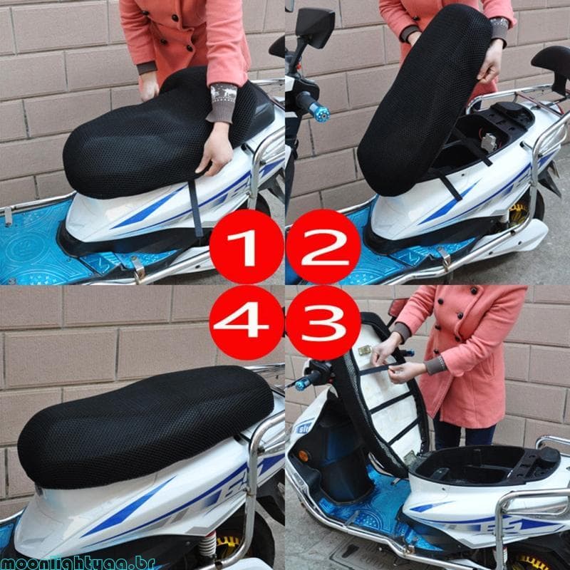 moonlightyaa1 3D Respirável Para Capa Assento Motocicleta Ciclomotor Scooter Almofada Antiderrapante