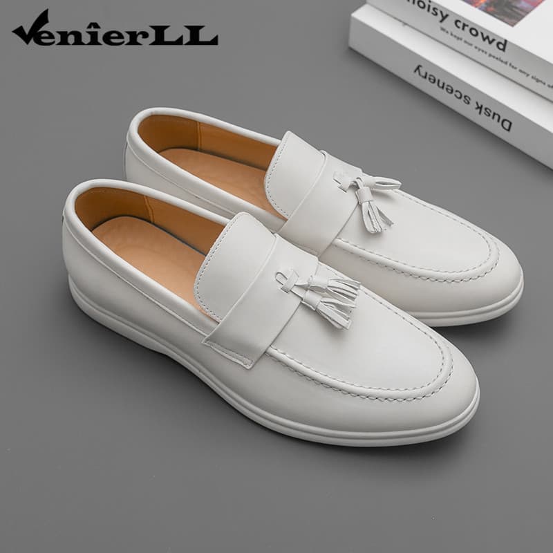 Mocassins Masculinos Com Borla , Sapatos Sociais De Couro , Formais , Casuais , Planos Para Homens